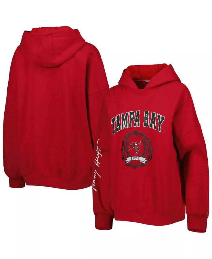 Женская красная толстовка Tampa Bay Buccaneers Becca Drop Shoulder Pullover с капюшоном красная - 3