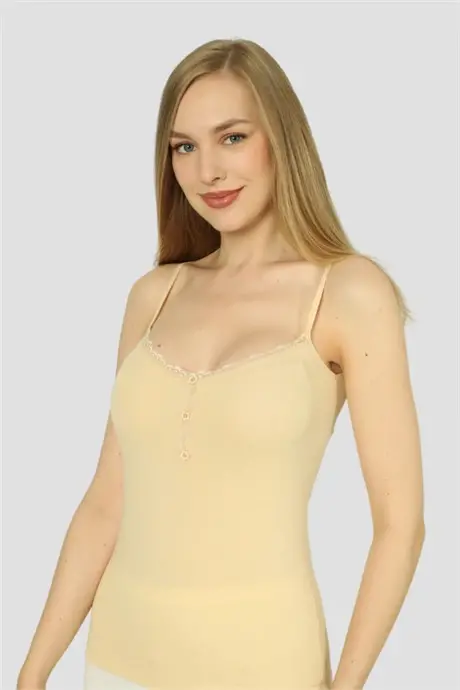 Женская майка Angelino Underwear с пуговицами телесного цвета на бретельках 2 шт. - 3