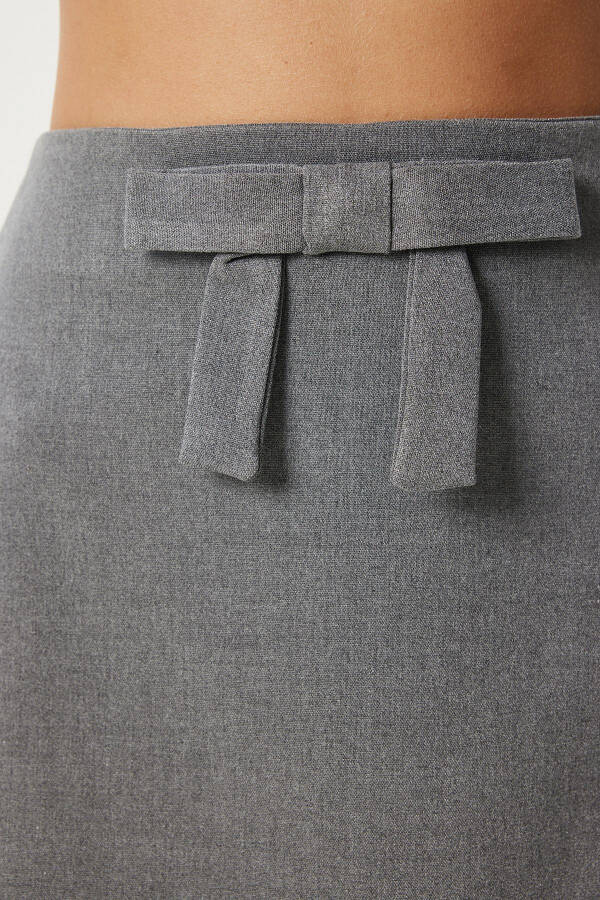 Женская мини-юбка из ткани с антрацитовой лентой UL00043 - 3