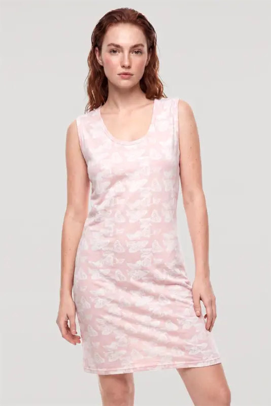 Женская ночная сорочка Akbeniz с узором «бабочки», базовая — розовая - 1