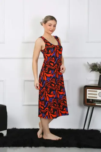 Женская ночная сорочка на бретельках, трикотаж, длинная, 12003 - BÜYÜKBEDENIZ (1)