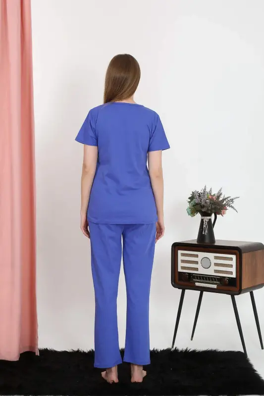 Женская пижама с коротким рукавом из хлопкового трикотажа Saks 4213 - BÜYÜKBEDENIZ