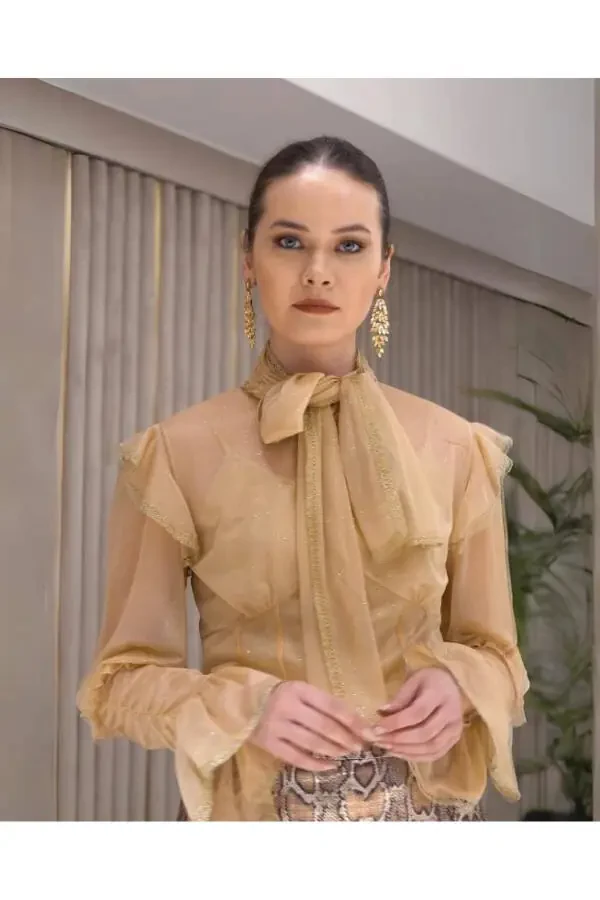 Женская рубашка лососевого цвета Serpil 33208 - 1