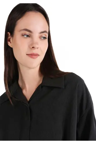 Женская рубашка с длинным рукавом, антрацитового цвета, regular fit - 4