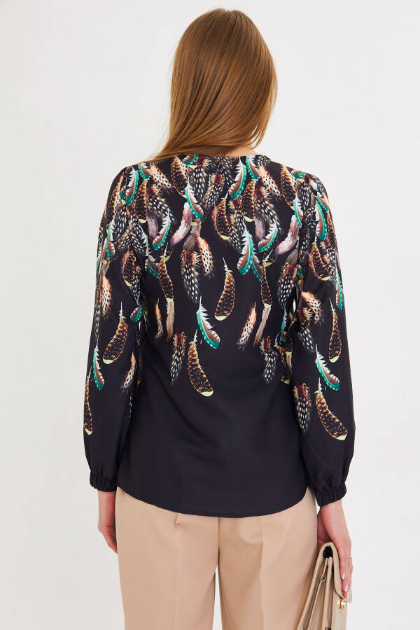 Женская рубашка с зелеными рукавами, эластичная, с рисунком ARM-25 - 5