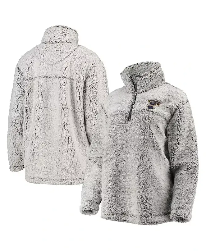 Женская серая куртка St. Louis Blues Sherpa Quarter-Zip Pullover - G-III 4HER BY CARL BANKS