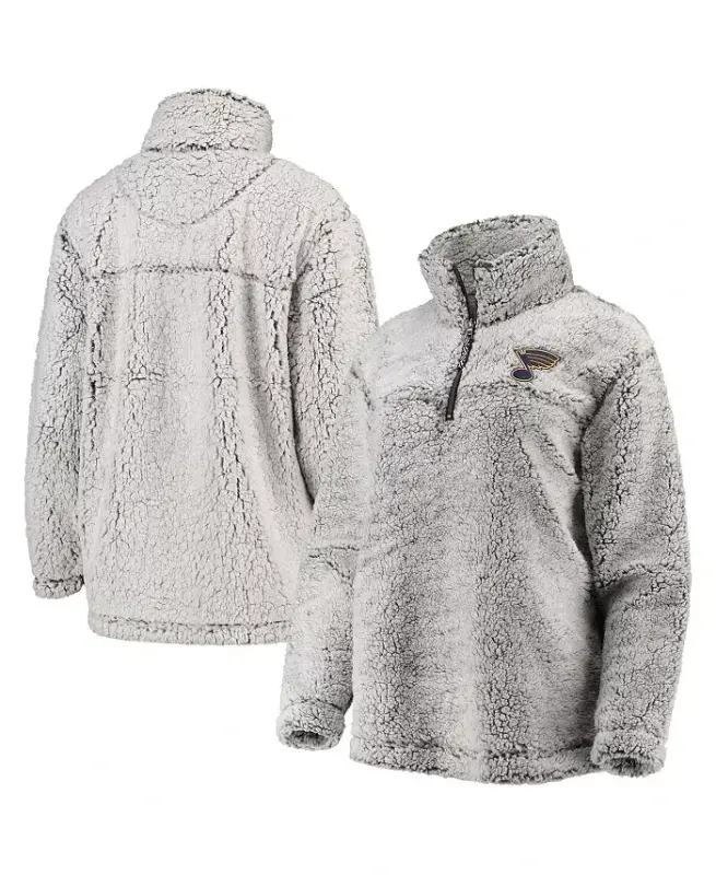 Женская серая куртка St. Louis Blues Sherpa Quarter-Zip Pullover - 2