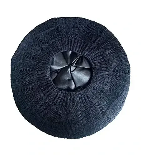 Женская трикотажная беретка с сатиновой подкладкой Hysunland. Теплая и мягкая шапочка на осень и зиму. Однотонная. - 2