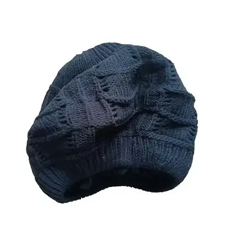 Женская трикотажная беретка с сатиновой подкладкой Hysunland. Теплая и мягкая шапочка на осень и зиму. Однотонная. - 5