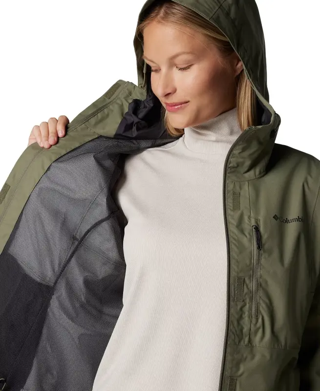 Women's Hikebound II Hooded Waterproof Jacket-Stone Green - 3