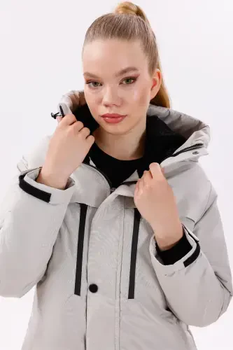Женская зимняя куртка & пальто & парка с капюшоном из камня, с флисовой подкладкой, водо- и ветронепроницаемая - Камень - 3