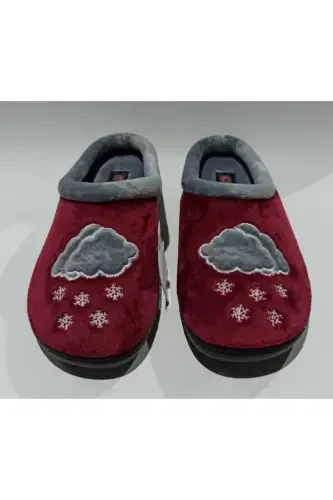 Женская Зимняя Обувь для Дома и Гостевые Тапочки-БОРДО - 4