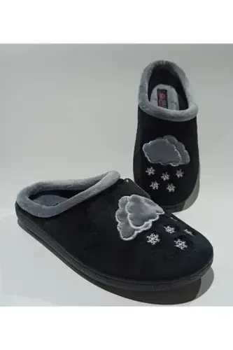 Женская зимняя обувь для дома и гостевые тапочки - ЧЕРНЫЙ - 1