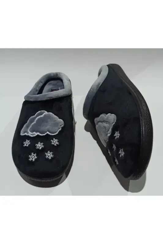 Женская зимняя обувь для дома и гостевые тапочки - ЧЕРНЫЙ - 5