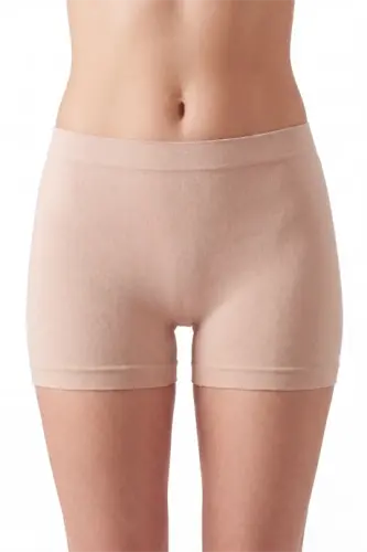 Женские бесшовные трусы-боксеры Seamless, 3 шт., телесные - 3
