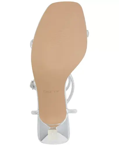 Женские босоножки на ремешках с ремешком на щиколотке Dime - серебристая змея - 5