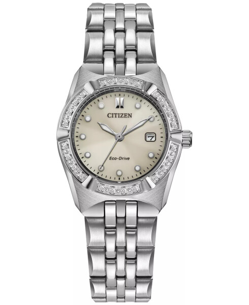 Женские часы Eco-Drive Corso Diamond (1/10 ct. t.w.) с браслетом из нержавеющей стали 28 мм серебристого цвета - 2