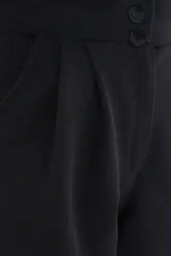 Женские черные брюки-клеш с высокой талией ALC-X11148 - 7