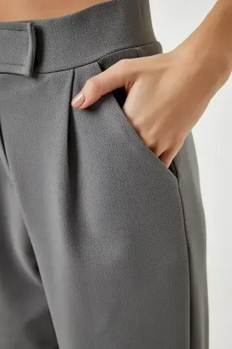 Женские дымчатые брюки с поясом на липучке, удобные тканые брюки RV00150-дымчатый - 5