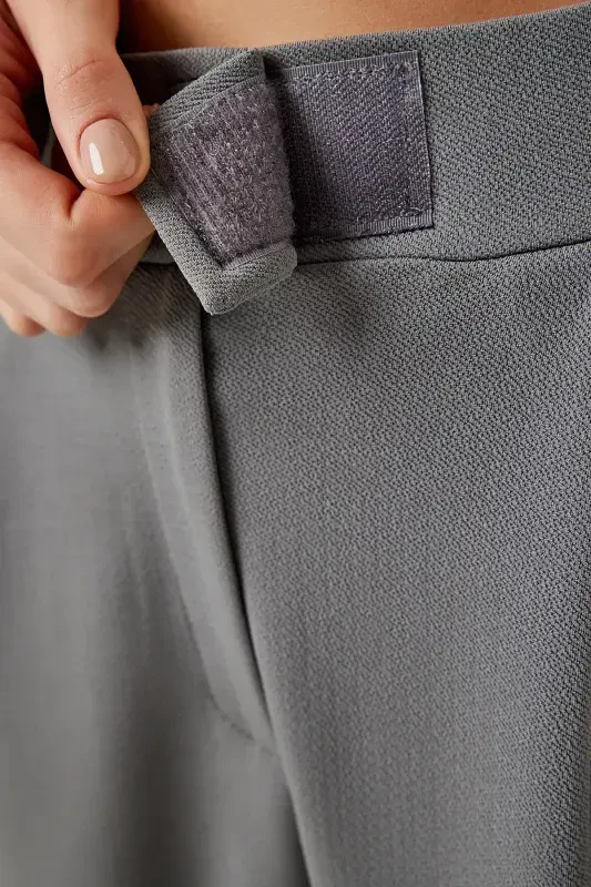 Женские дымчатые брюки с поясом на липучке, удобные тканые брюки RV00150-дымчатый - 6