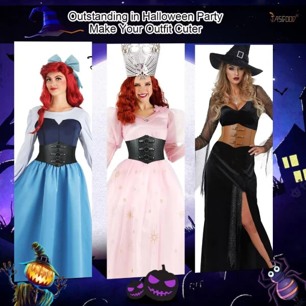 Женские корсетные ремни JASGOOD, широкий эластичный пояс Waspie черного цвета для платья - 7