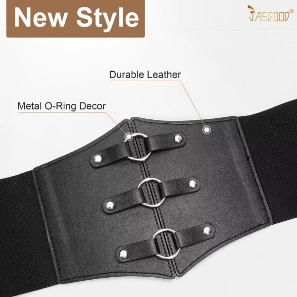 Женские корсетные ремни JASGOOD, широкий эластичный пояс Waspie черного цвета для платья - 9
