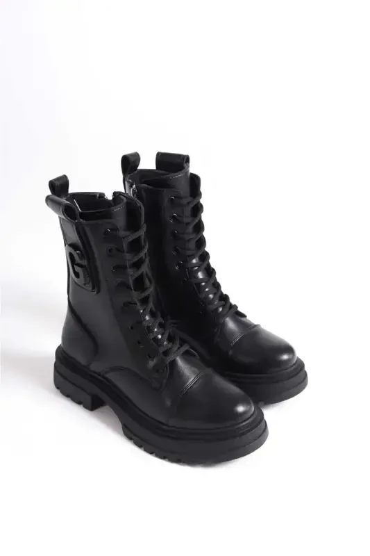 Женские ковбойские сапоги-однотонные черные - 2