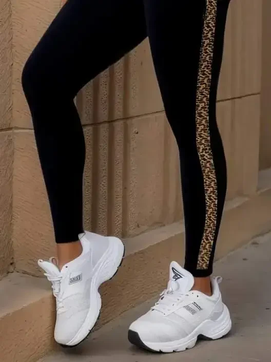 Женские леггинсы для дайвинга с высокой талией и леопардовым принтом сбоку - 3