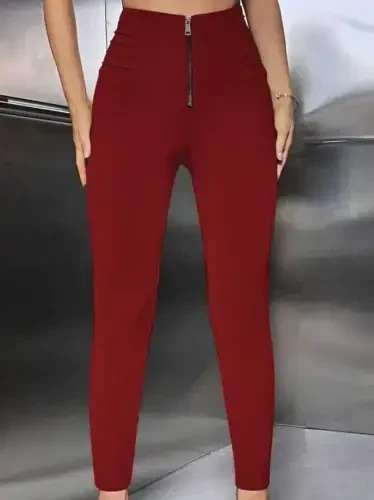 Женские леггинсы для дайвинга с высокой талией, передней молнией и рубчатой отделкой. - 3