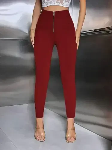 Женские леггинсы для дайвинга с высокой талией, передней молнией и рубчатой отделкой. - 4