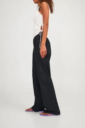 Женские льняные брюки - Poppy-Black - 4