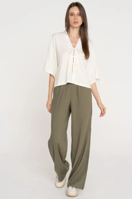 Женские льняные брюки - Poppy-Dusty Olive - JACK & JONES