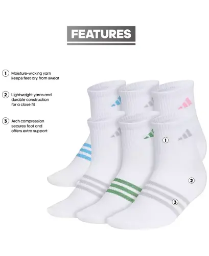Женские носки Superlite 3.0 Quarter Socks, 6 пар, серый/желтый/голубой рассвет - 6