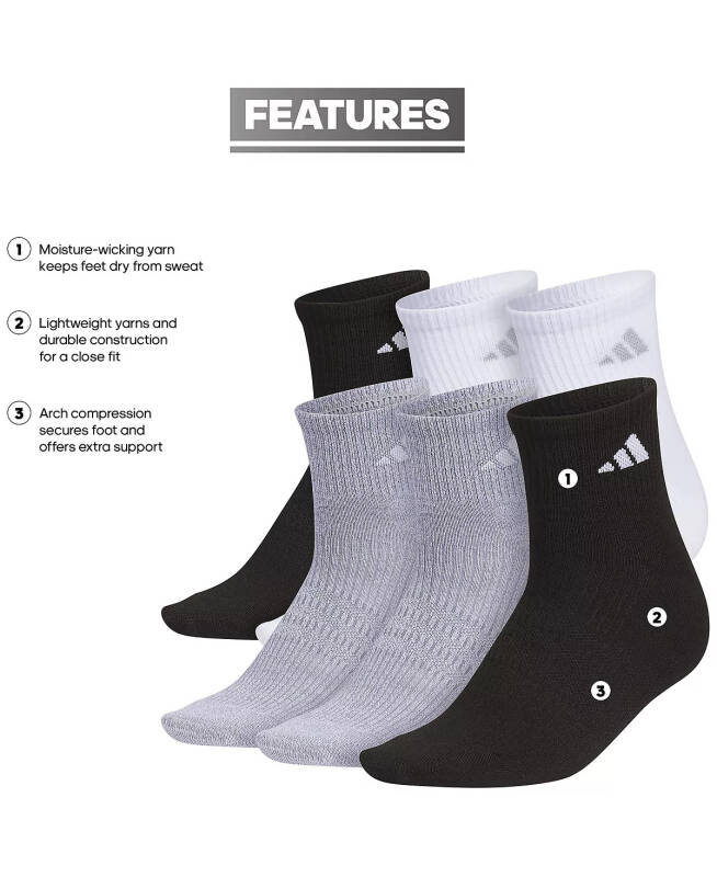 Женские носки Superlite 3.0 Quarter Socks-Black/White (6 пар). - 6
