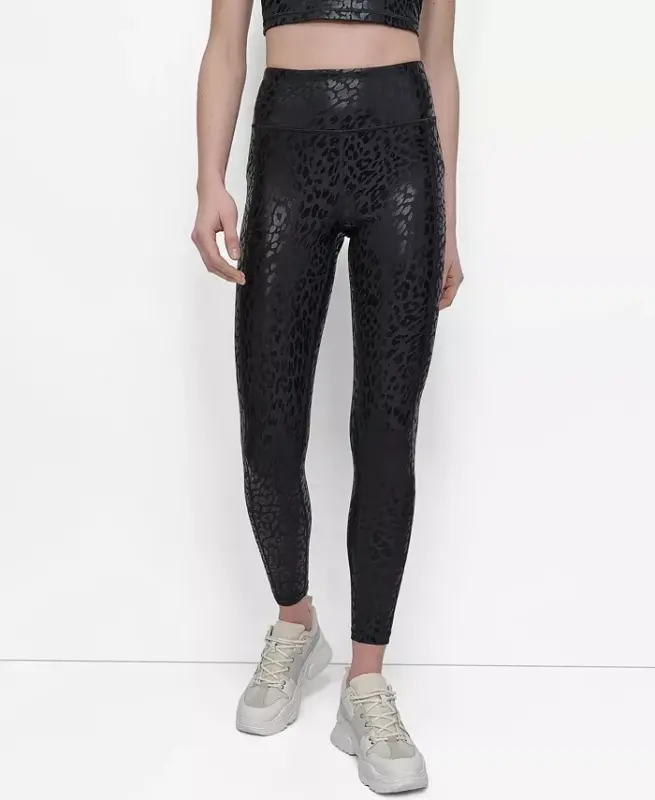 Женские принтованные тайтсы 7/8 с завышенной талией - Night Cat Black - 1