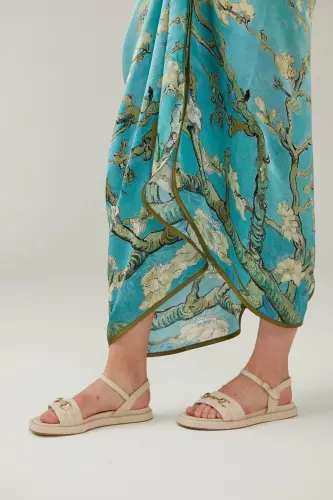 Женские сандалии из натуральной кожи, слоновая кость, деталь с металлической пряжкой, мягкая подошва, на щиколотке. - 7