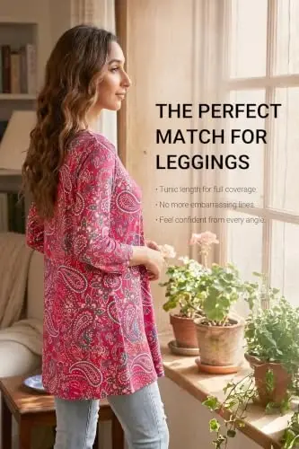 Женские топы ENMAIN с рукавом 3/4, нарядные повседневные туники больших размеров, свободные блузки-трапеции, которые можно носить с леггинсами - 2