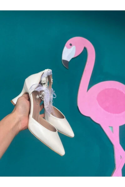 Женские туфли для невесты из перламутра с жемчугом, белые, комфортные, с каблуком-рюмкой 7 см - 6