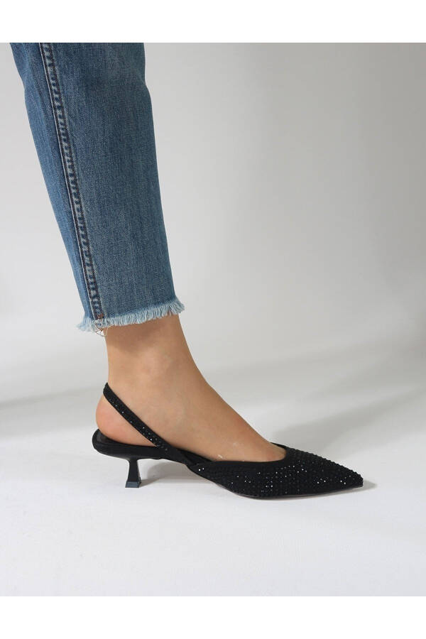 Женские туфли Fegi с черными камнями на коротком каблуке - 7