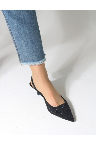 Женские туфли Fegi с черными камнями на коротком каблуке - 5