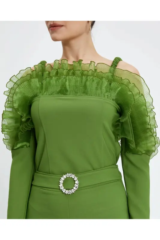 Женские зелёные брюки Serpil 39568 - 3