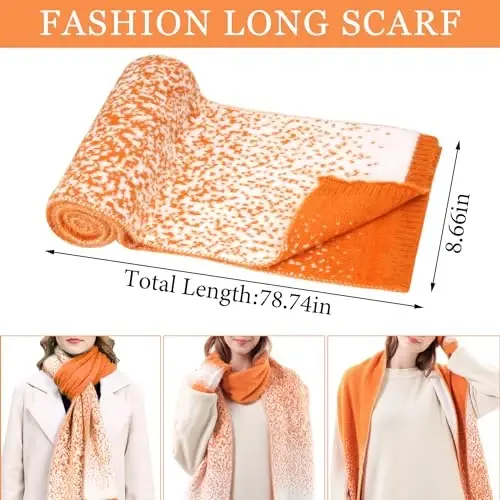 Женские зимние вязаные шапки-бини и сенсорные перчатки длинный шарф набор с теплой флисовой подкладкой шапки-ушанки шарфы для женщин - 3