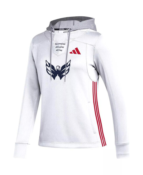 Женский белый свитшот с капюшоном и шнурками Washington Capitals Refresh Skate Lace AEROREADY белый - 2