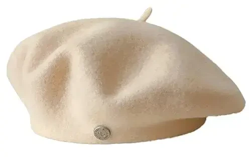 Женский берет из шерсти. Классический французский берет из шерсти. Художественный берет. Зимняя однотонная французская шапочка-берет. Винтажные береты. - 1