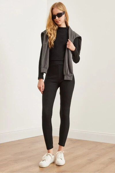 Женский черно-фиолетовый с чертополохом комплект TKM-19000304 - OLALOOK