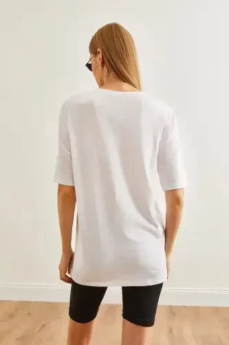 Женский черный комплект леггинсы и футболка с принтом TKM-19000301 - 7