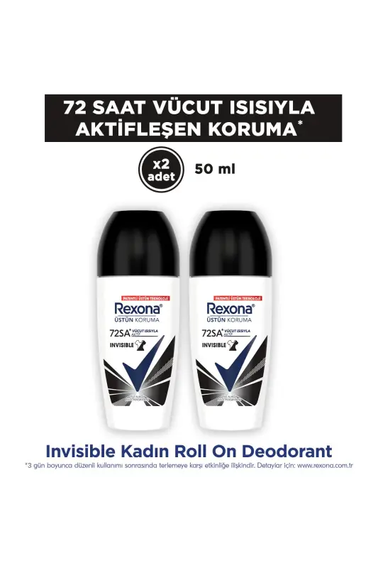 Женский дезодорант-ролик Invisible On Black & White Clothes 50 мл х2 шт - REXONA