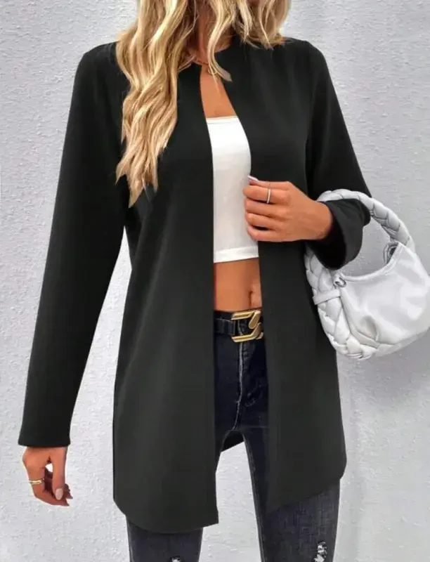 Женский Длинный Рукав Открытый Длинный Модальный Жакет - 3