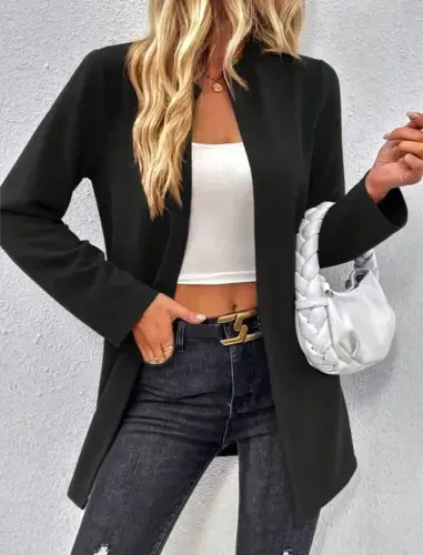 Женский Длинный Рукав Открытый Длинный Модальный Жакет - 5