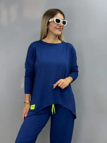 Женский Двухниточный Вискозно-Хлопковый Комплект с Деталями Отделки - 4